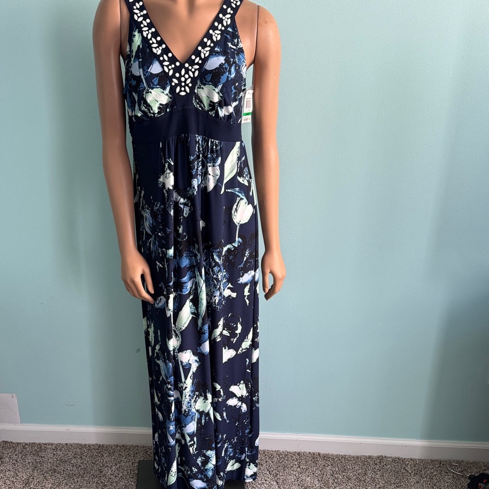 Style & Co. Navy Floral Maxi Dress size L